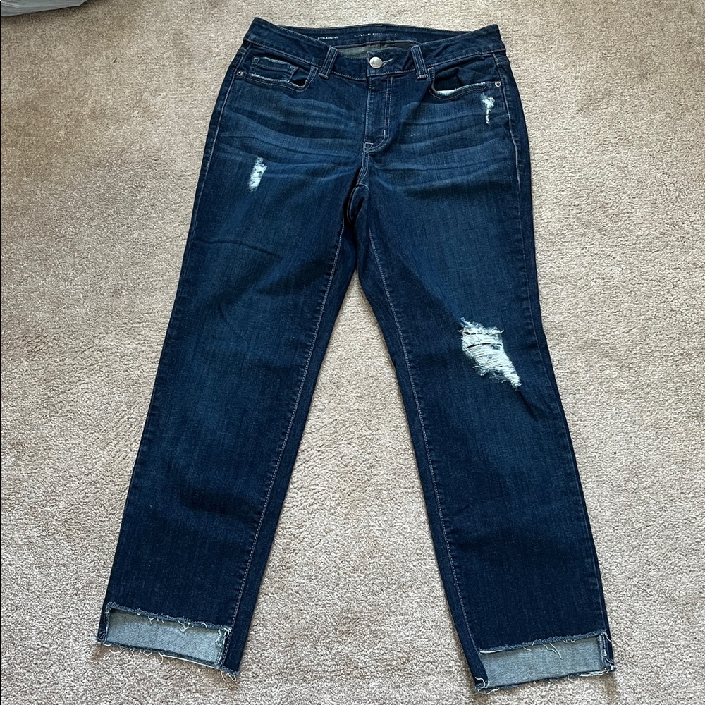 Lane Bryant Straight Distressed Step Hem Jeans Size 12